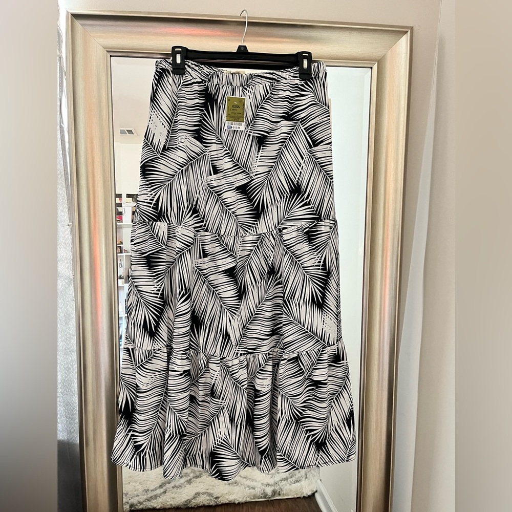 Mixed print 3 tier maxi skirt